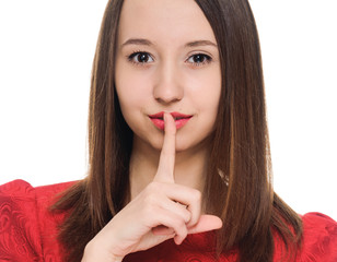 Naklejka premium Woman shows sign of silence