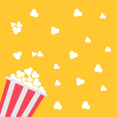 Popcorn bag. Cinema icon in flat design style.