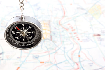 compass on the tourist map