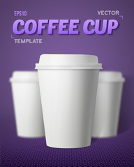 Vector Coffee Cup Set with Blur Depth of Field Effect. Photoreal