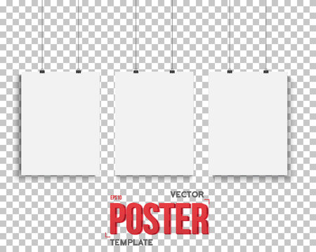 Vector Poster Mockup Set. Realistic Vector EPS10 Paper Poster Se
