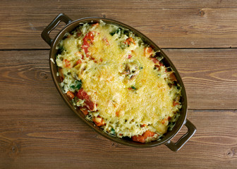 casserole of rice, vegetables