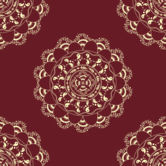 seamless decorative background, seamless ethnic background.   background in ethnic style, Indian ornament, circular background  in ethnic style