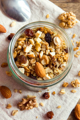 Homemade granola with nuts