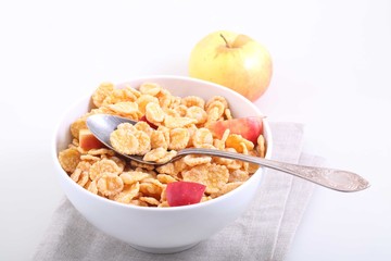 Muesli with Apple slices, a useful breakfast