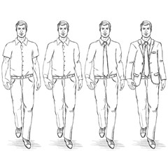Vector Set of Sketch Men Models.  Business Dress Code