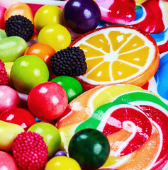 multi-colored sweets and chewing gum