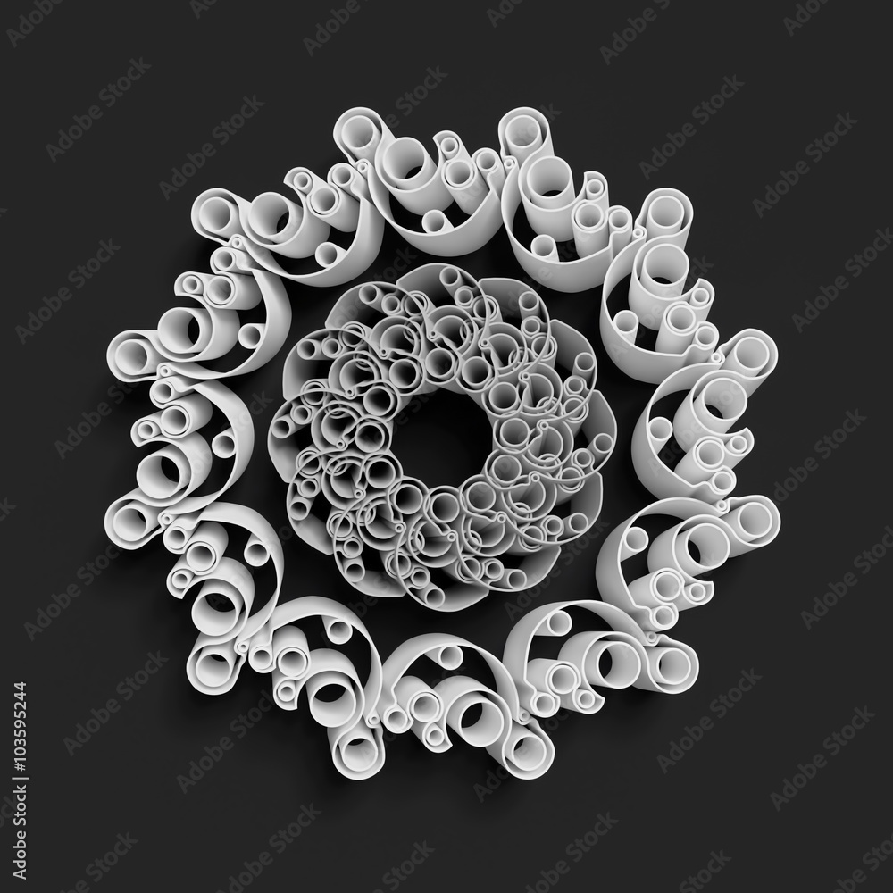 Poster circular patterns background with smooth 3d extruded shapes