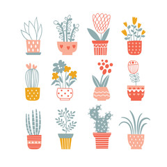 flow2ers in vases. Vector collection