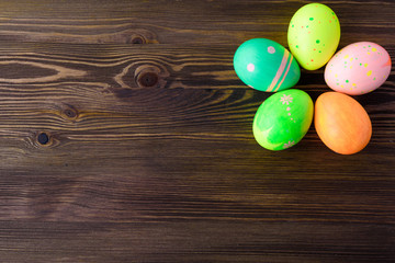 Easter eggs on wooden background
