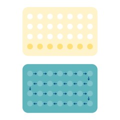 28 Contraceptive pills, Birth control pill, flat design