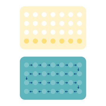 28 Contraceptive Pills, Birth Control Pill, Flat Design