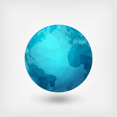blue polygonal planet