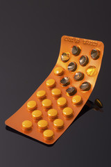 Orange blister pack of pills