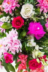 Fototapeta premium .Plastic flowers and roses.
