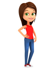 Fototapeta premium 3d render illustration. Girl isolated on white background.