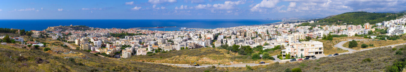 Fototapeta na wymiar Panoramic cityscape of Rethymnon, Crete, Greece