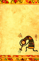 Grunge background with African ethnic patterns