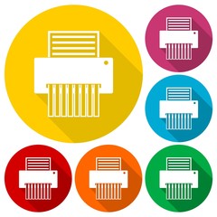Paper Shredder Icons set with long shadow