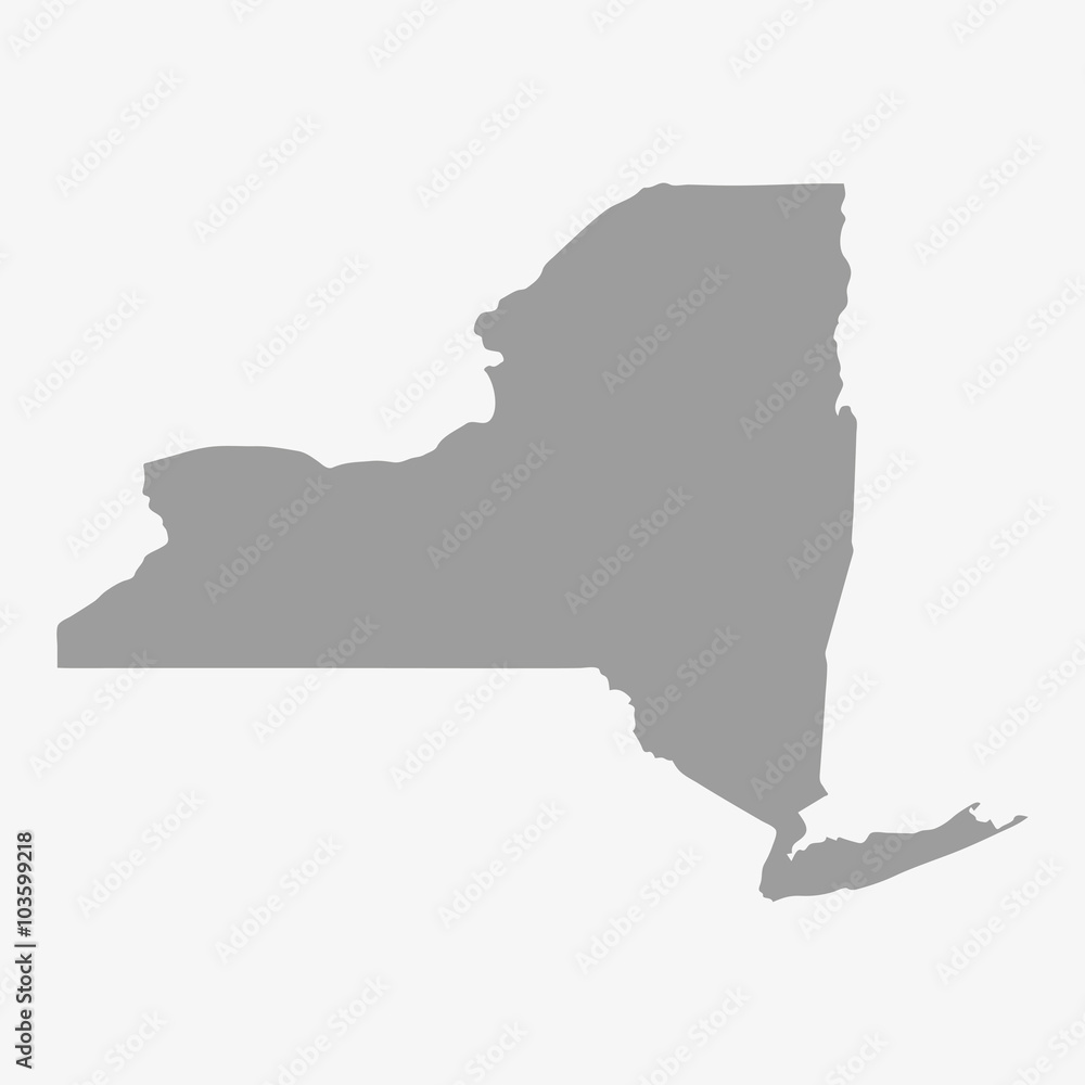 Poster map of the state of new york in gray on a white background