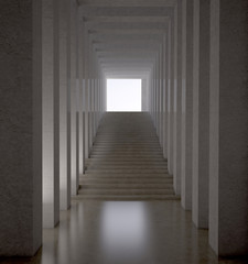 Fototapeta na wymiar 3d rendering. dark blank interior scene concrete wall