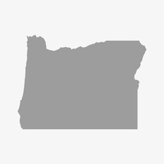 Map of Oregon State in gray on a white background