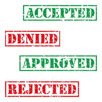 Four stamp with grunge. Accepted, denied, aproved, rejected