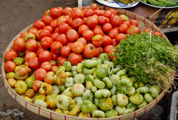 Fresh tomatoes in the local market