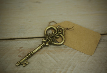 Old keys on a rustic background