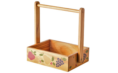 Vintage empty wood basket isolated on white background, include path
