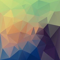 Polygonal mosaic background in blue, green, orange, yellow and p