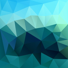 Polygonal mosaic background in blue, green and emerald colors.