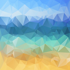 Polygonal mosaic background in blue and yellow colors.