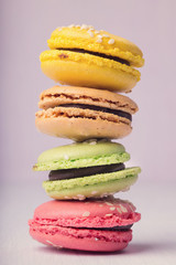 French colorful macaroons close-up