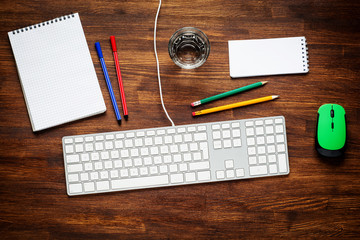 Office desk,Working on a Wooden Table