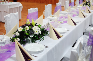 Festive table setting tables for graduations