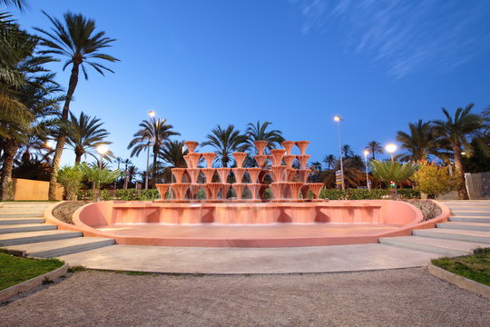 Cascading water fountain in Elche, Alicante, Spain,
