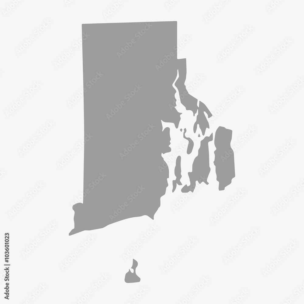 Aufkleber map state of rhode island in gray on a white background