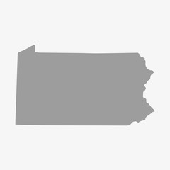 Map of Pennsylvania State in gray on a white background