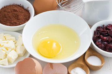 prepared baking ingredients, top view