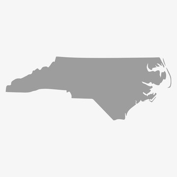 Map of North Carolina State in gray on a white background