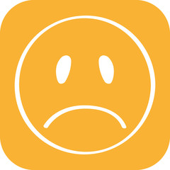 Handgezeichnetes trauriges Smiley-Icon mit orangenem Hintergrund