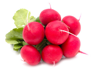 fresh radishes on a white background
