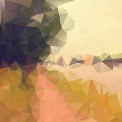 Polygonal mosaic abstract geometry background landscape in orang