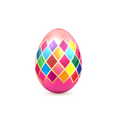 Pink Easter egg with colorful pattern