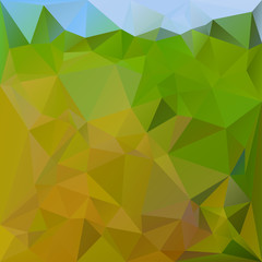 Polygonal mosaic background in green, orange and yellow colors.
