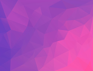 Polygonal mosaic background in violet, magenta and pink colors.