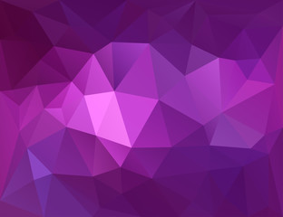 Polygonal mosaic background in violet, magenta and pink colors.