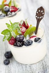 Yogurt with berries.