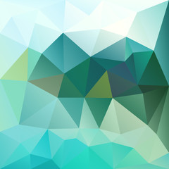 Polygonal mosaic background in blue, green and white colors.